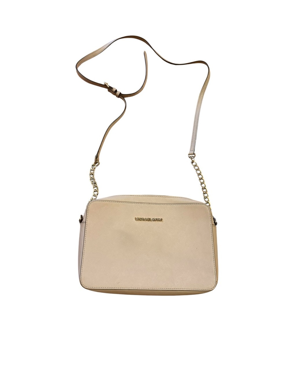 Michael Kors Neutral Beige Crossbody with Gold Chain